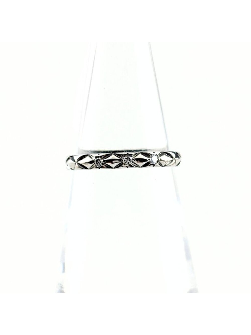 Chanel Quilted Ring Platinum Pave Diamond